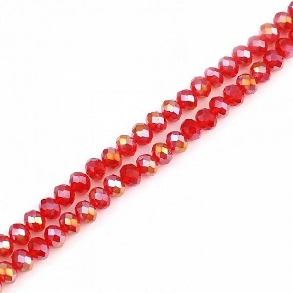 Perles en Verre 4 mm &agrave; Facettes Couleur Rouge AB