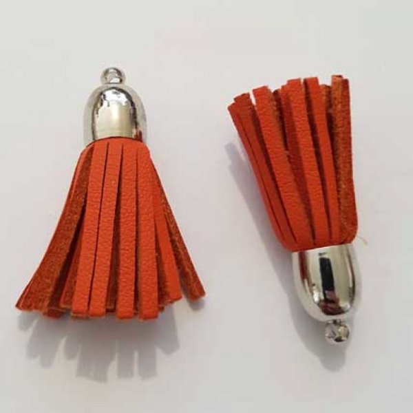 Pompon cuir uni 38 mm N&deg;17 Orange