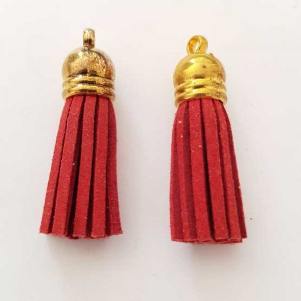 Pompon su&eacute;dine uni 38 mm N&deg;02 Bordeaux