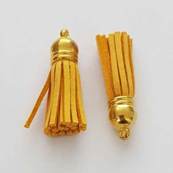 Pompon su&eacute;dine uni 38 mm N&deg;09 01 Jaune