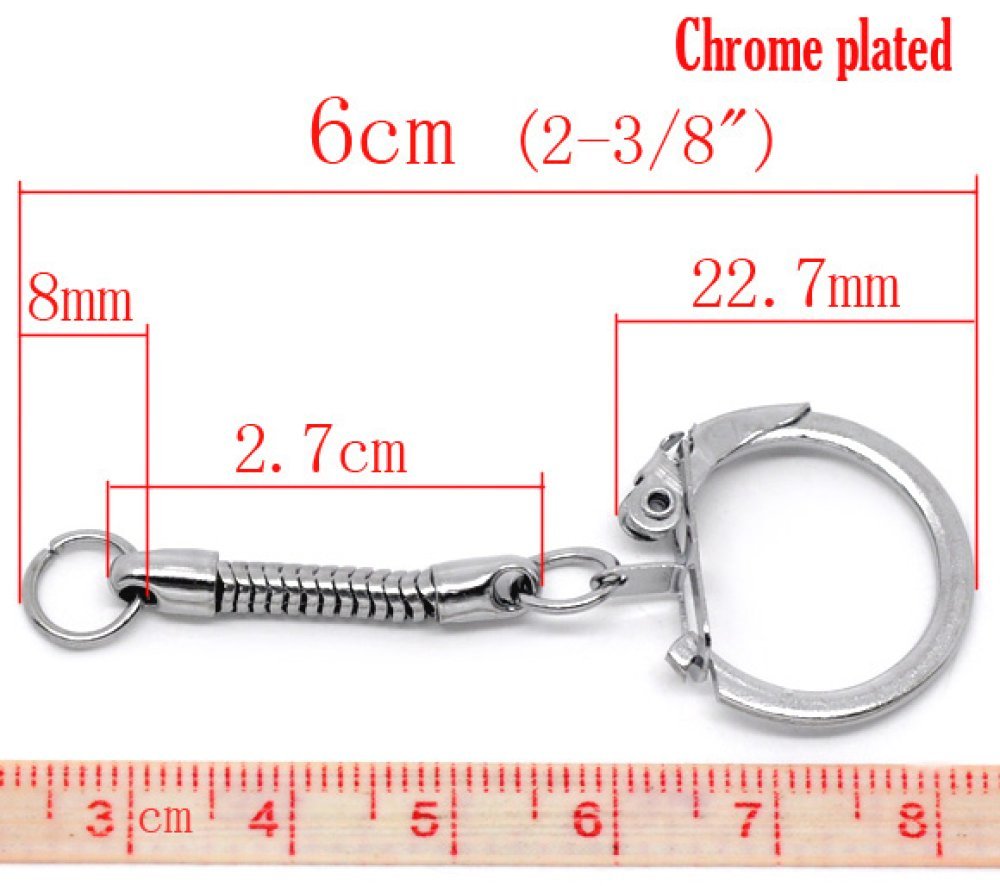 Sølv metal nøglering 6 cm