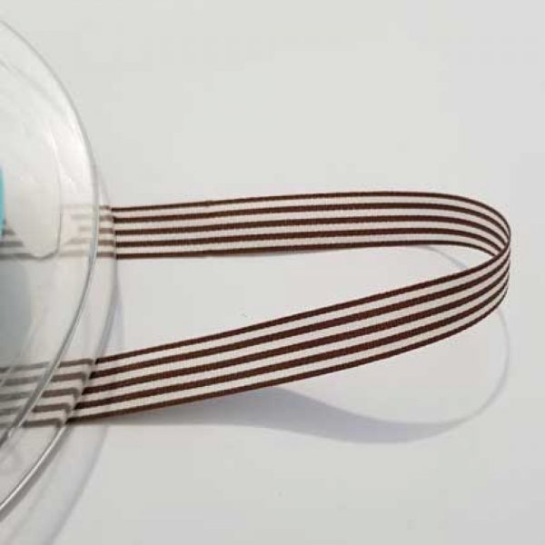 Ruban Galon 09 mm motif Fantaisie N&deg;01 Blanc et Marron