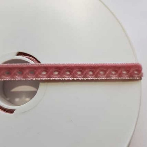 Ruban Velours Ajour&eacute; 09 mm Vieux Rose