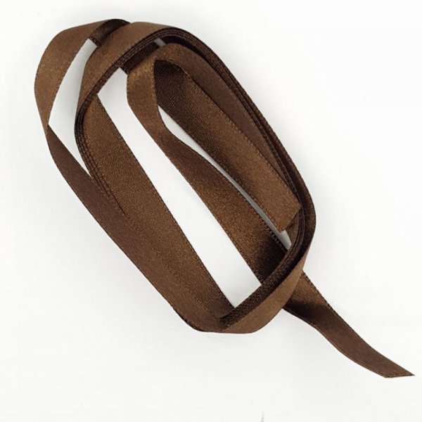 Ruban satin Marron double face de 10 mm x 1 m&egrave;tre