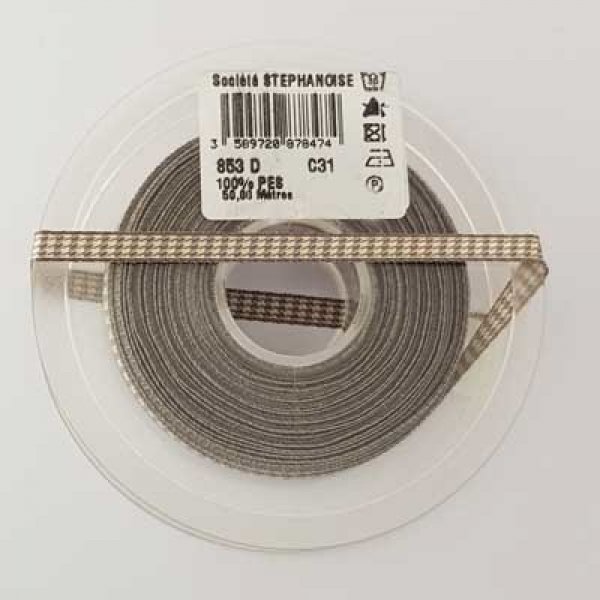 Ruban vichy gris et blanc de 06 mm 02 au m&egrave;tre