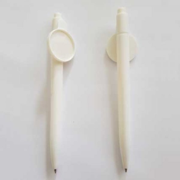 Hvid kuglepen med 25 mm h&aelig;tteholder