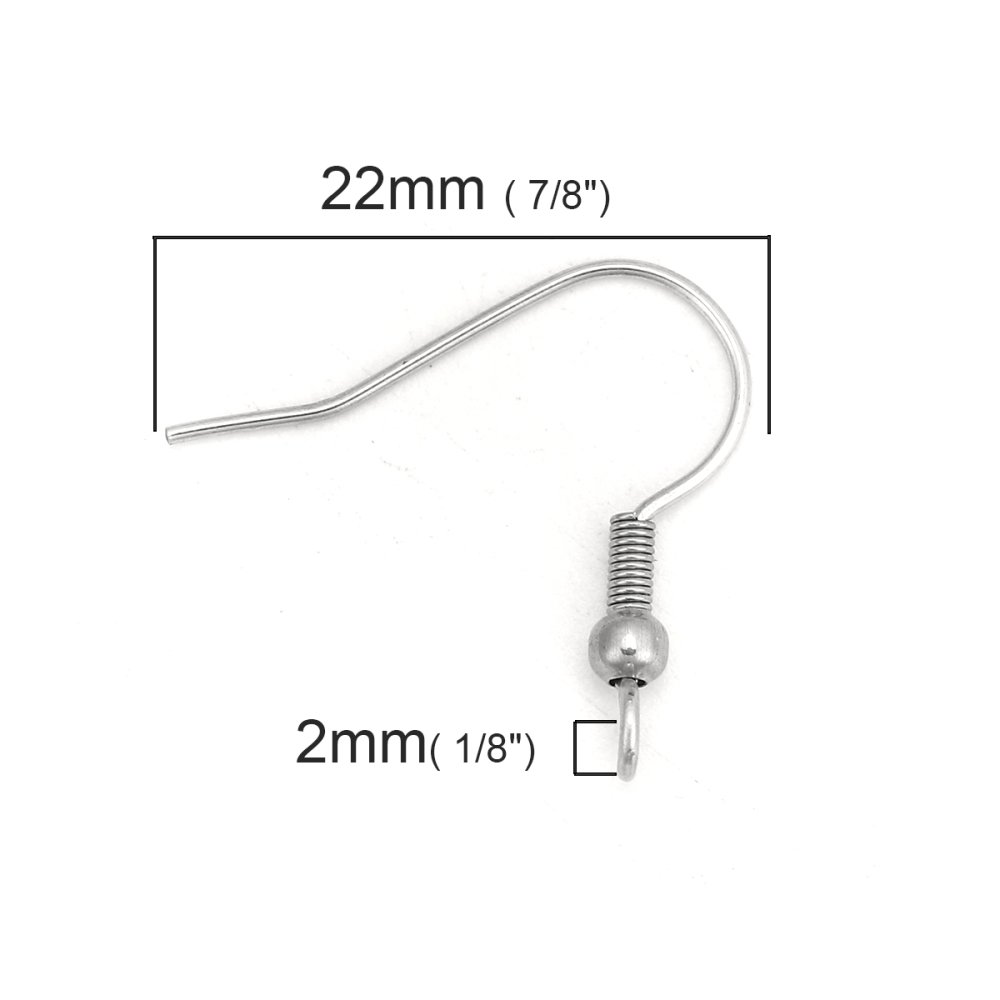 Øreringeholder Rustfrit stål krog N°03 x 1 par