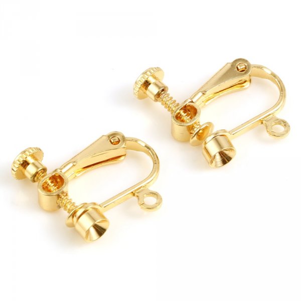 Support Boucle d'oreille Clip r&eacute;glable Or 18k N&deg;07 x 1 paire dor&eacute;