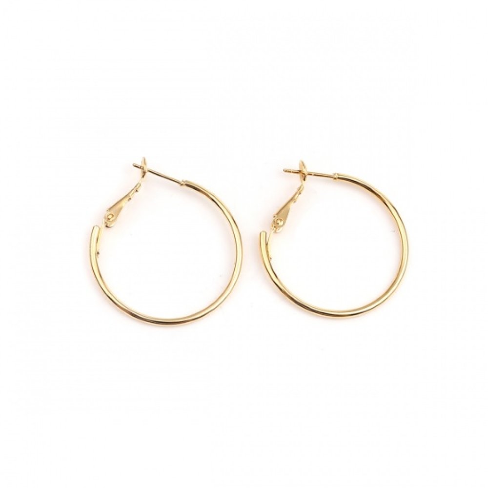 Support Boucle d'oreille Créole Plaqué Or 18K Doré N°02-30 mm x 1 paire