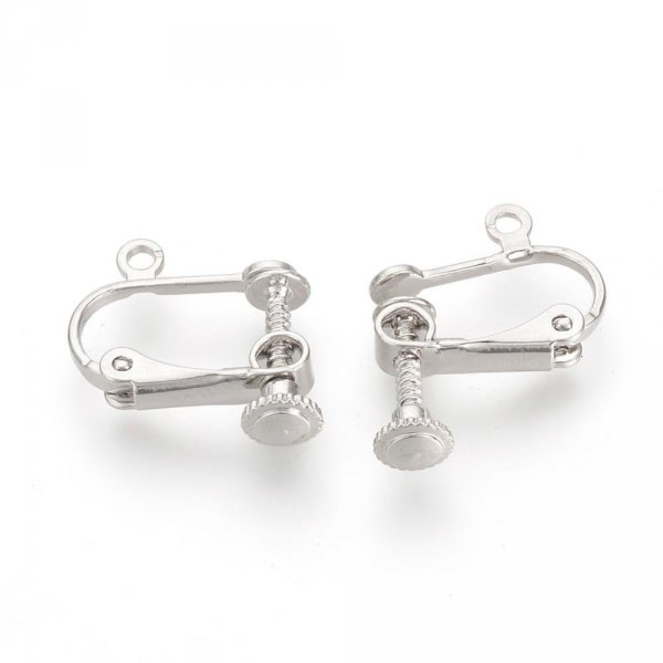 Support Boucle d'oreille Clip r&eacute;glable &agrave; vis argent Vieilli 15 x 17 mm x 1 paire