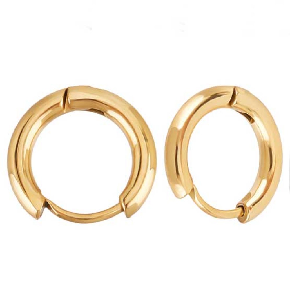 Support Boucle d'oreille Créole Plaqué Or 14K Doré 12 mm