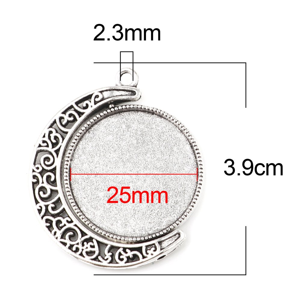 Support cabochon 25 mm rotatif N°01 argent vieilli