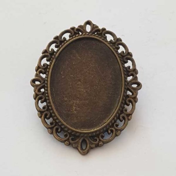 Support cabochon Ovale de 25 X 18 mm Bronze N&deg;02-02