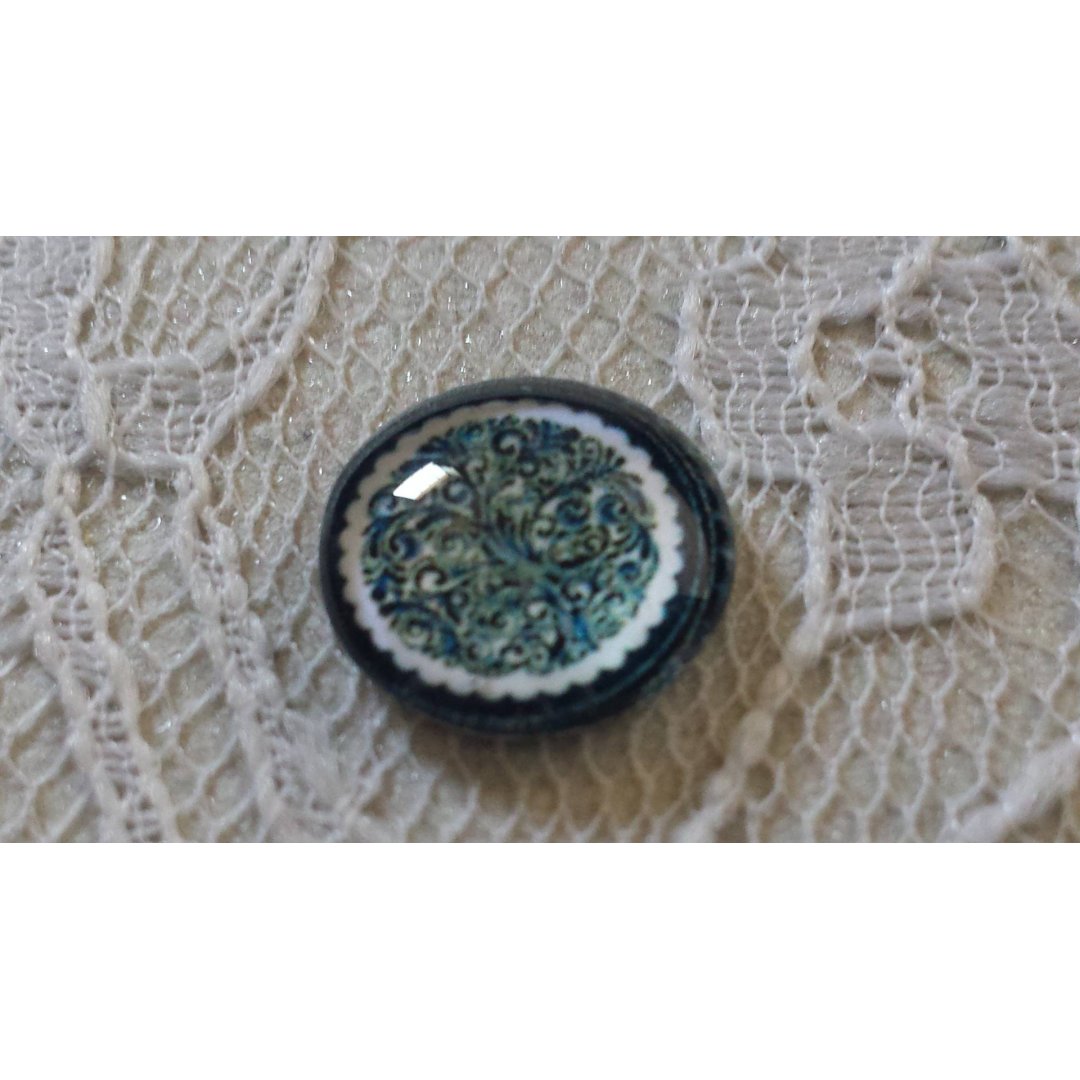 glas cabochon rund 12mm blomst 030 