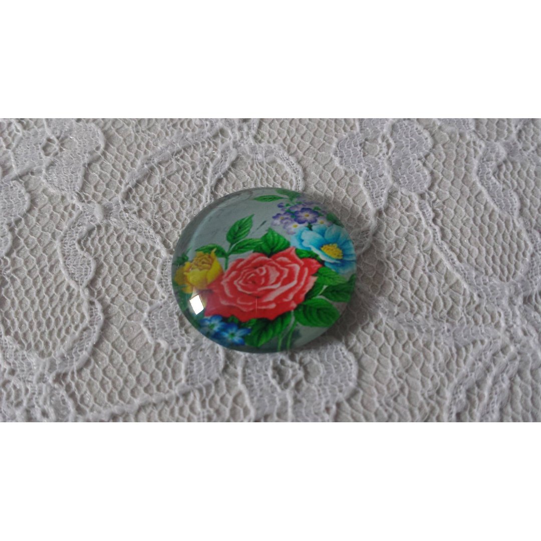 glas cabochon rund 20mm blomst 01-005 