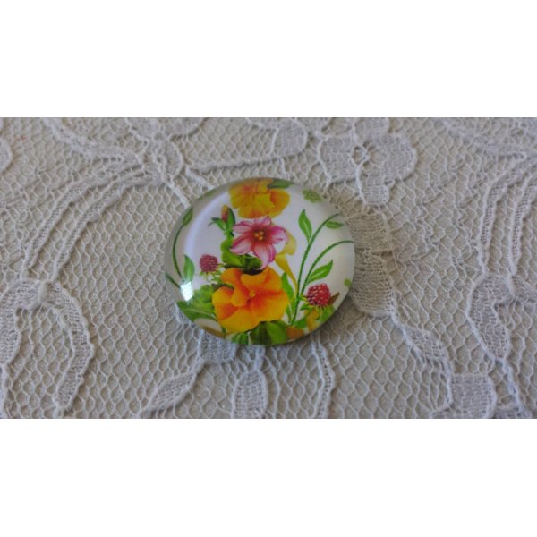 glas cabochon rund 25mm blomst 01-028 