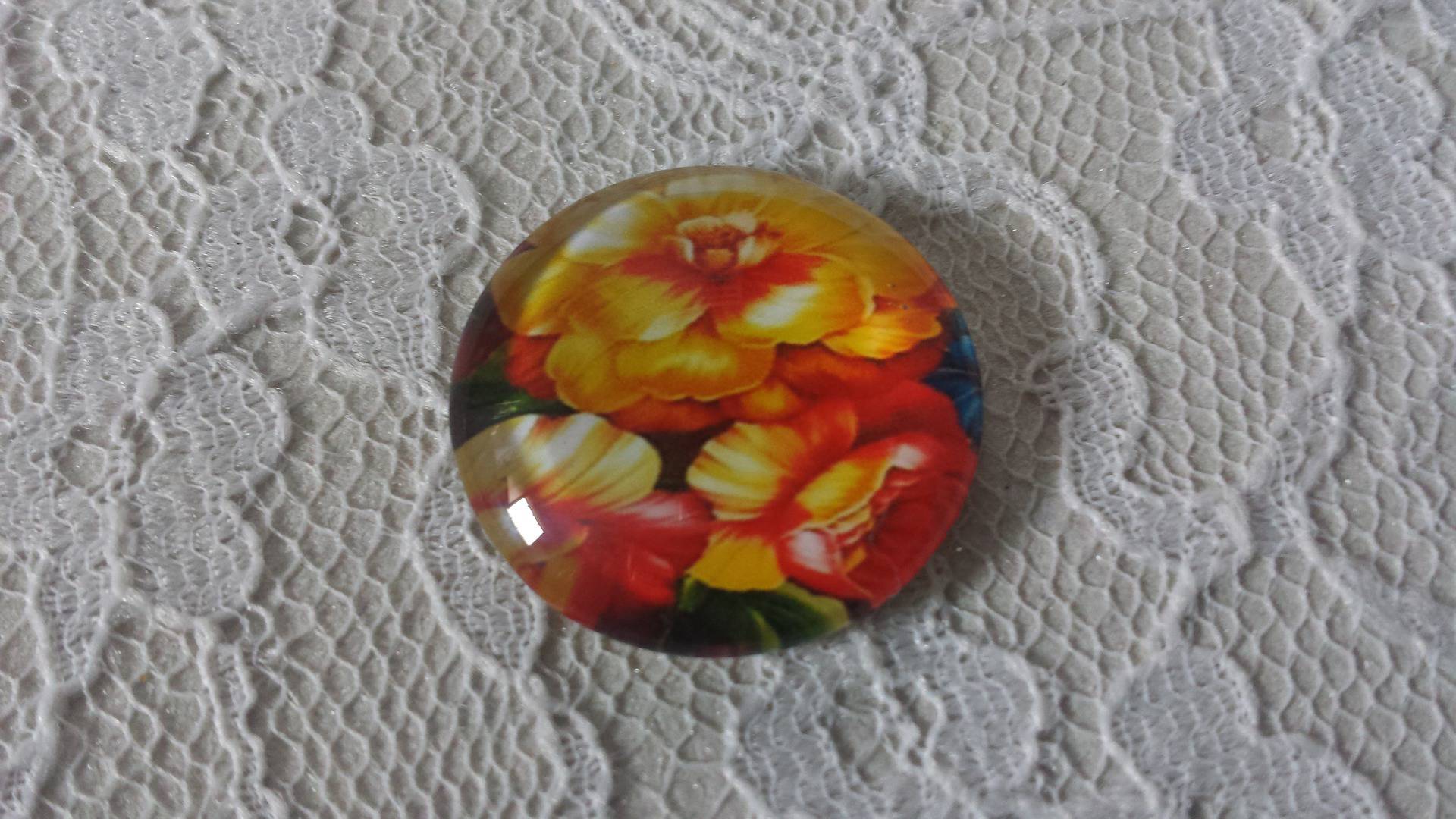 glas cabochon rund 25mm blomst 01-004 