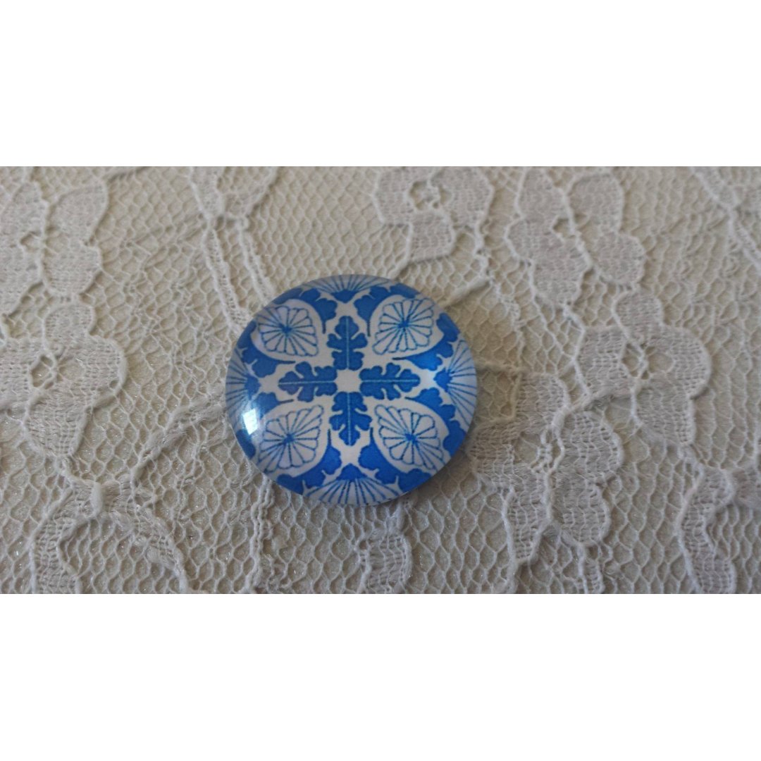 glas cabochon rund 25mm blomst 034 