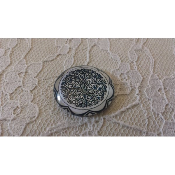 glas cabochon rund 25mm blomst 032 