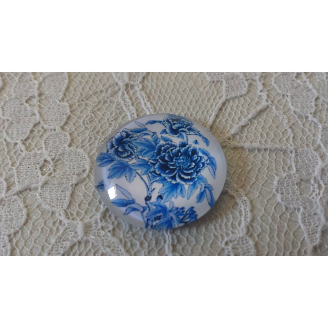 glas cabochon rund 25mm blomst 024 