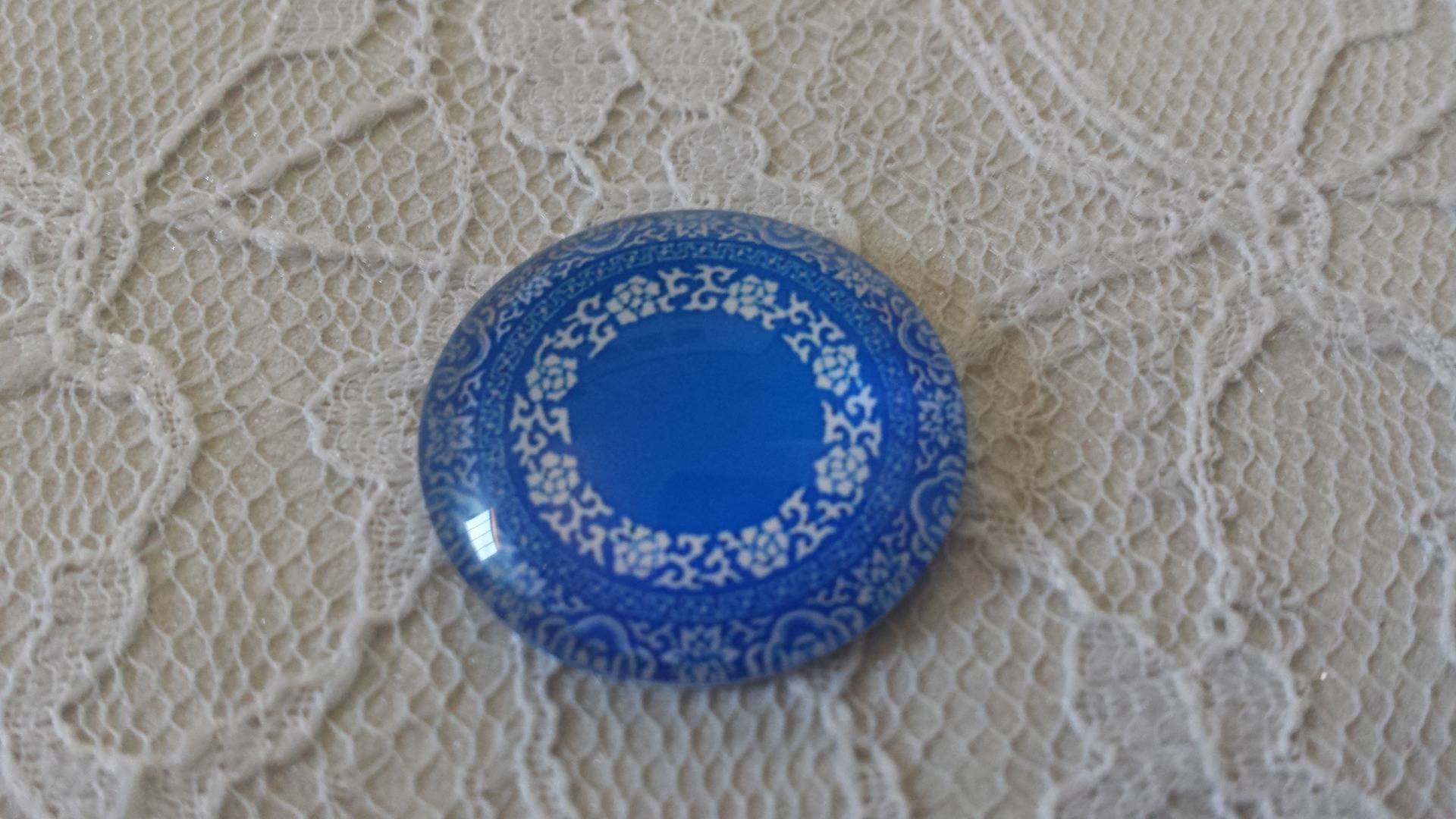 glas cabochon rund 25mm blomst 017 