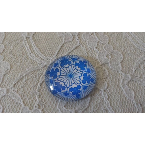 glas cabochon rund 25mm blomst 005 
