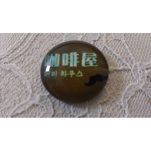 glas cabochon rund 25mm moustache 042 