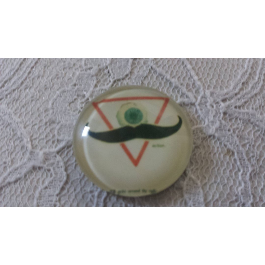 glas cabochon rund 25mm moustache 041 