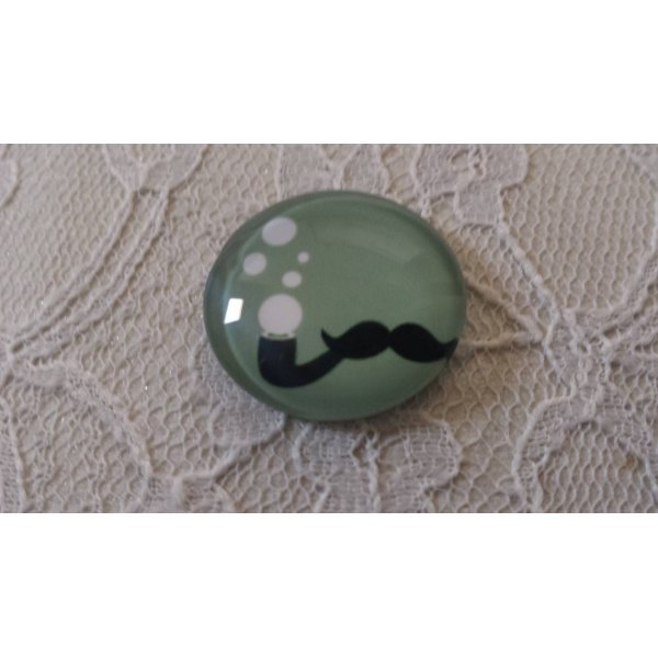 glas cabochon rund 25mm moustache 035 