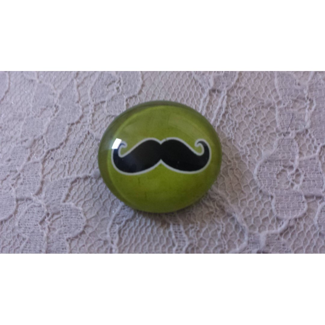 glas cabochon rund 25mm moustache 034 