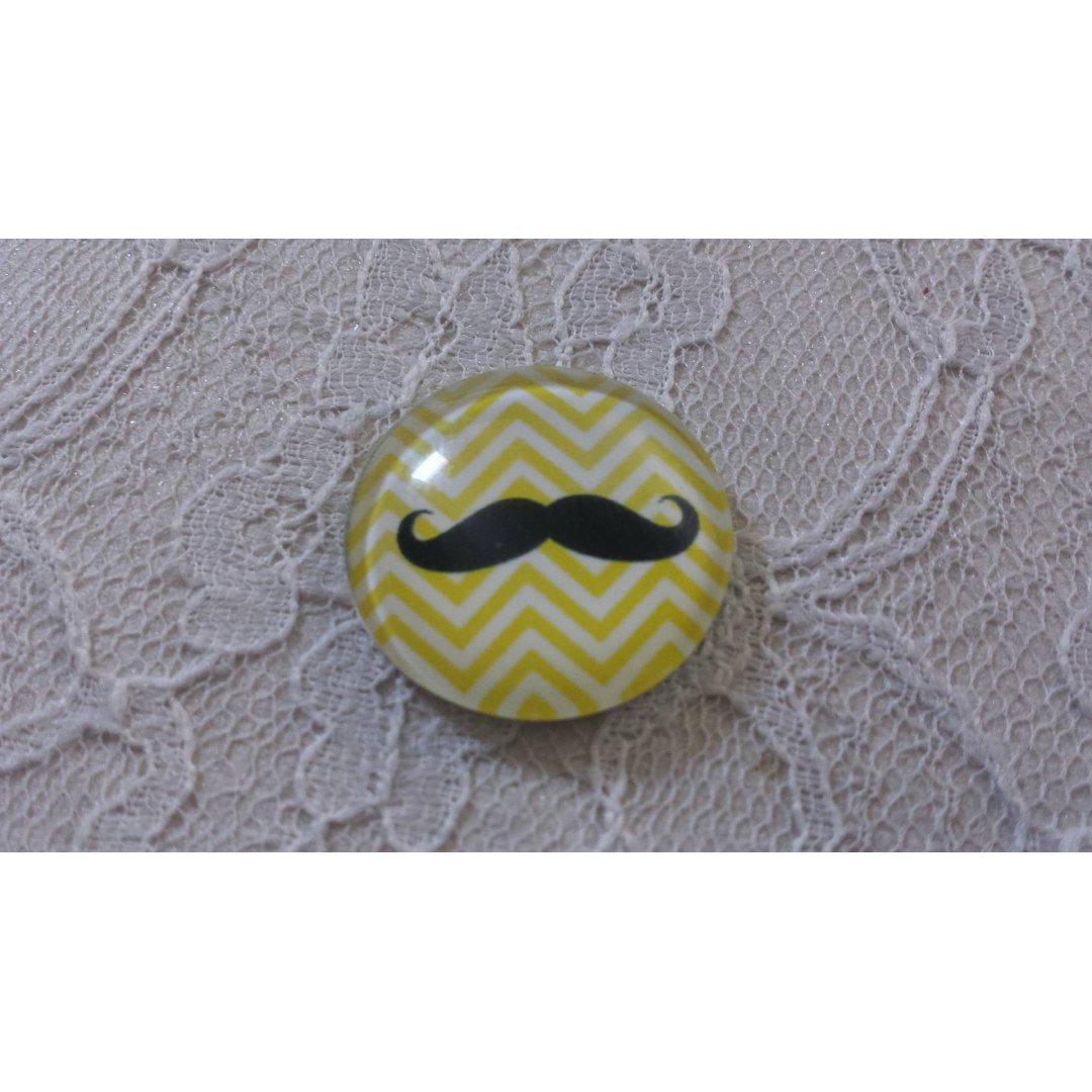 glas cabochon rund 25mm moustache 033 