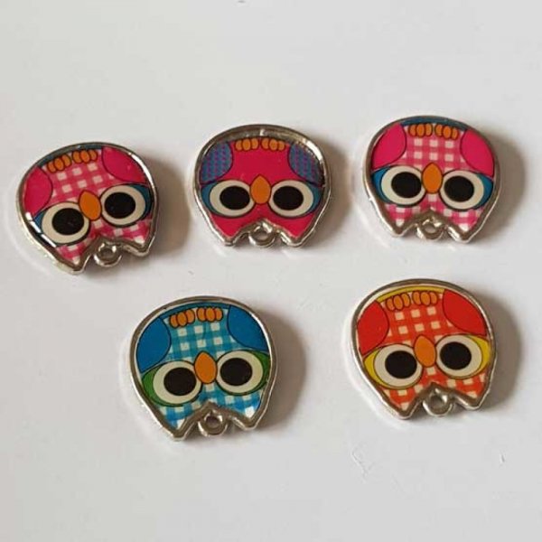 lot de 5 breloques chouettes N&deg;35 &eacute;maill&eacute;s