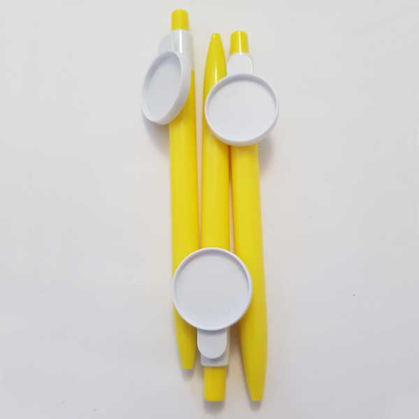 Stylo Jaune avec support cabochon 25 mm