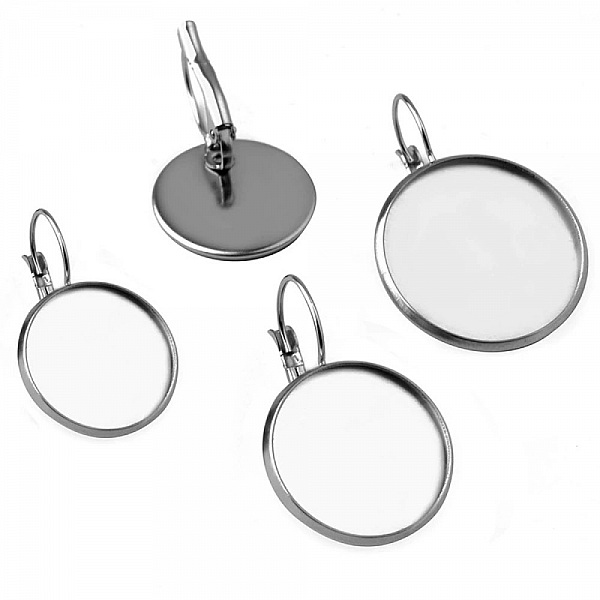 rund cabochon holder rustfrit st&aring;l &oslash;reringe 12 mm N&deg;07