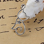 Sæt med 5 kattecharms N°2 sølv 29 mm x 13 mm