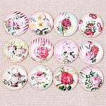 Lot af 20 runde glascabochoner 25 mm Pink Flower