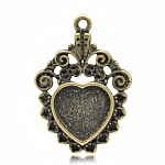 1 cabochonholder Heart N°04 Bronze