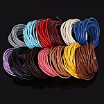 1 meter Rund glat lædersnor Blå 3 mm