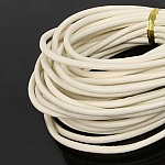 1 meter glat læder rund snor Ivory 3 mm