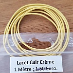 1 meter glat læder rund snor Cream 1 mm