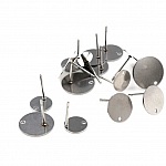 10 Supports Boucles d'oreilles puces ronde 12 mm en acier inoxydable