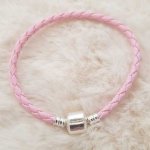 Europæisk flettet Clip armbånd Plain 02 FRA 15 TIL 23 CM Pink