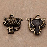 sæt af 5 bronze metal kat charms-No. 01 kat vedhæng 
