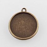 2 x 25mm bronze cabochon holdere, cabochon vedhæng 43AB
