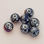Perle ronde céramique bleu 12 mm N°08