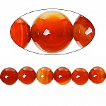 10 Perles Agate ( Chauffé ) Rond Rouge Orangé 8 mm Classement B