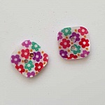 Bouton fantaisie Carré à fleurs 14 mm N°05