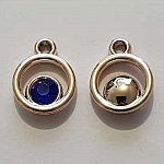 Pendentif en plastique et strass acrylique rond N°04 bleu