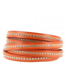 Orange læder med 10 mm Swarovski strass pr. 20 cm