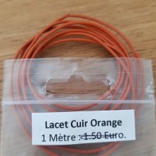 1 meter Rund snor af glat læder Orange 1 mm